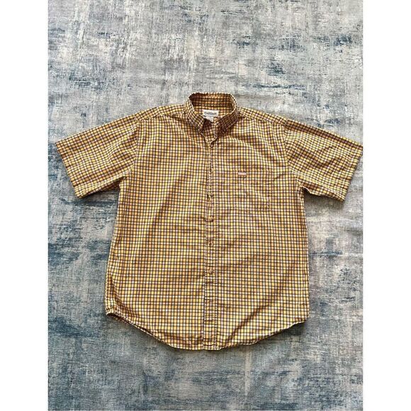Carhartt Yellow Plaid Short Sleeve Button Down Pocket Tee Large - Picture 1 of 5